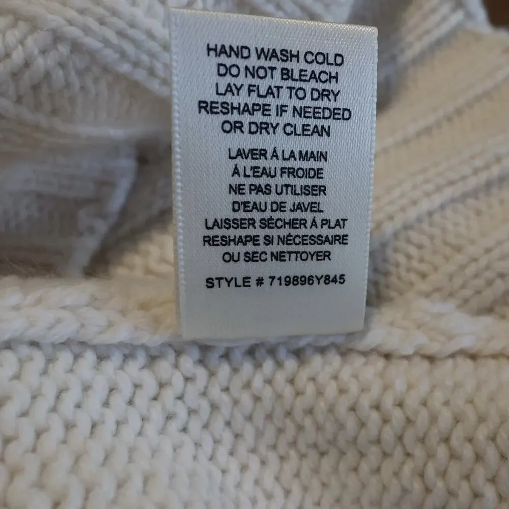 La Vie Rebecca Taylor Cable Knit Turtleneck Merino Wool Blend Sweater Size S